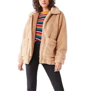 Elodie Faux Shearling Teddy Coat in Cream Nude Small